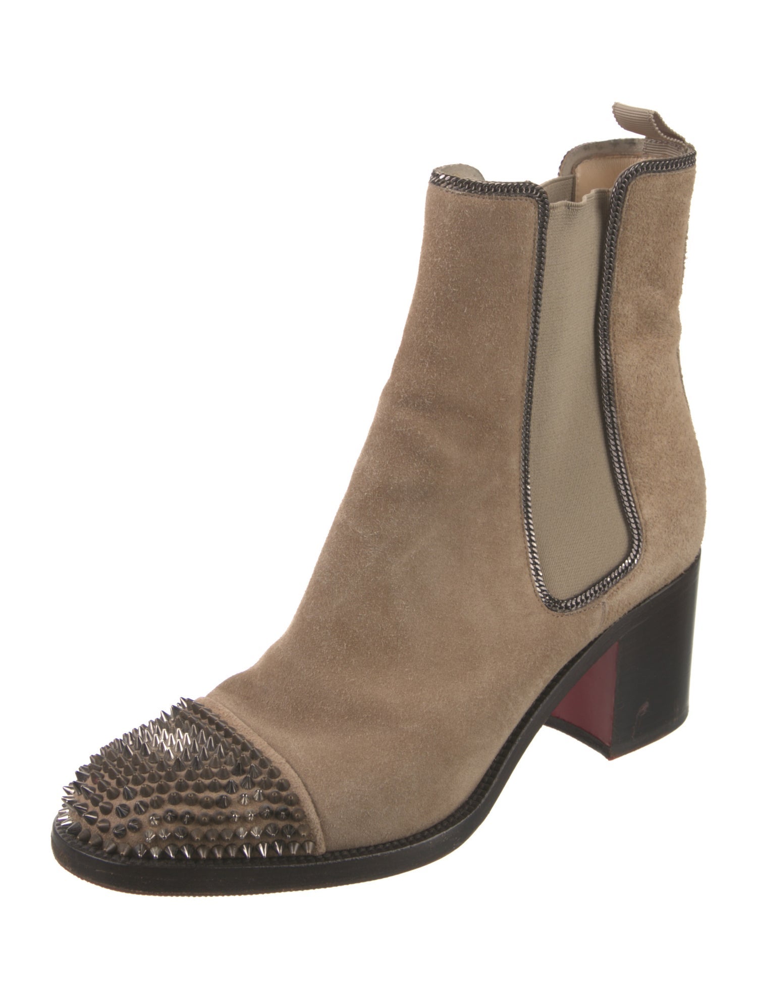 Christian Louboutin Spike Accents Suede Chelsea Boots