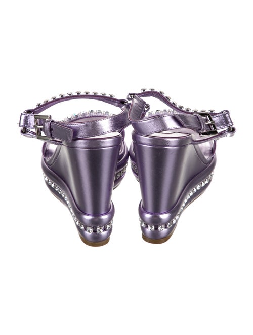 Christian Louboutin Leather Crystal Embellishments Slingback Sandals