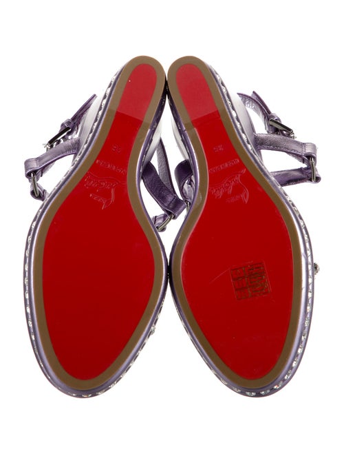 Christian Louboutin Leather Crystal Embellishments Slingback Sandals