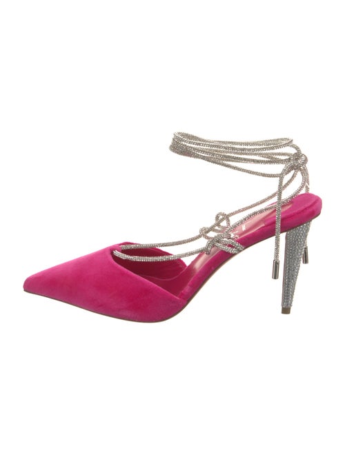 Christian Louboutin Velvet Crystal Embellishments Slingback Pumps