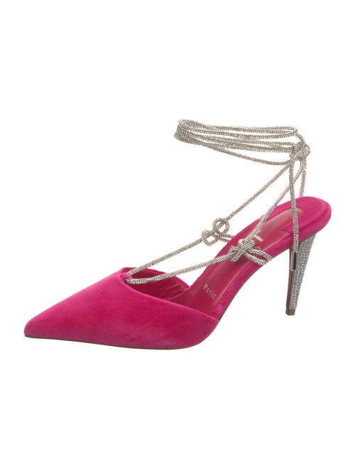 Christian Louboutin Velvet Crystal Embellishments Slingback Pumps