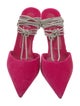 Christian Louboutin Velvet Crystal Embellishments Slingback Pumps