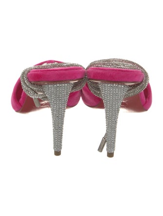 Christian Louboutin Velvet Crystal Embellishments Slingback Pumps