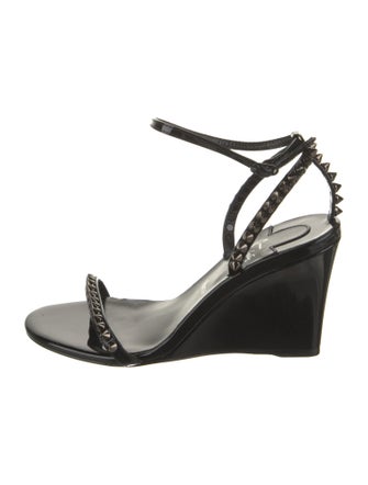 Christian Louboutin Patent Leather Studded Accents Sandals