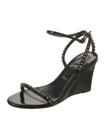Christian Louboutin Patent Leather Studded Accents Sandals