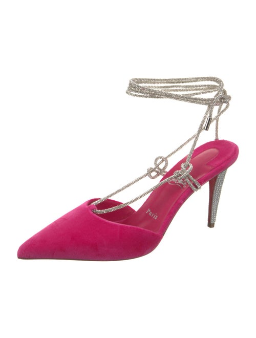 Christian Louboutin Velvet Crystal Embellishments Slingback Pumps