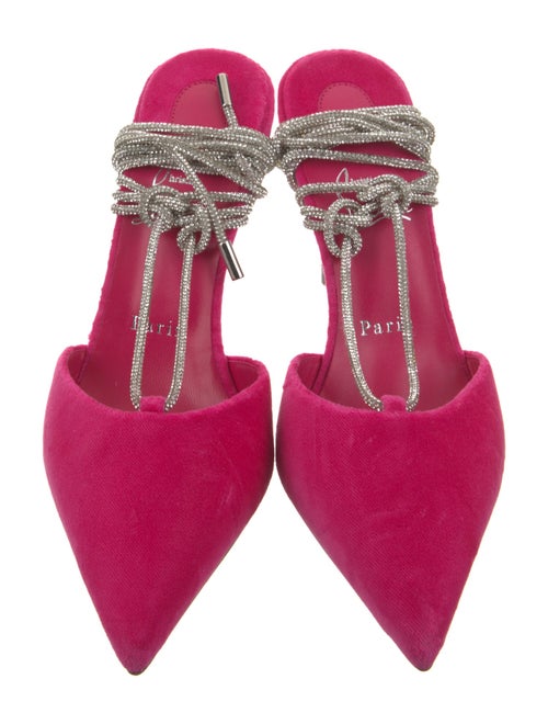 Christian Louboutin Velvet Crystal Embellishments Slingback Pumps