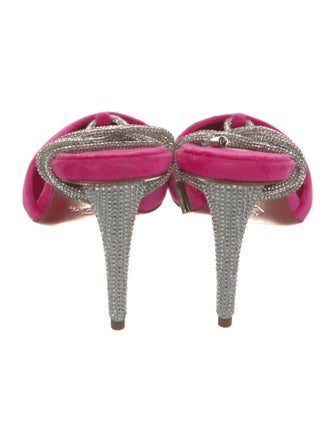 Christian Louboutin Velvet Crystal Embellishments Slingback Pumps