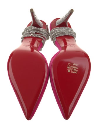 Christian Louboutin Velvet Crystal Embellishments Slingback Pumps