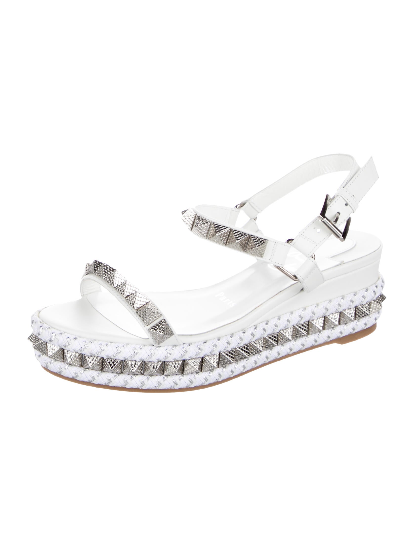 Christian Louboutin Leather Studded Accents Espadrilles