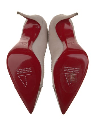 Christian Louboutin Suede Crystal Embellishments Pumps