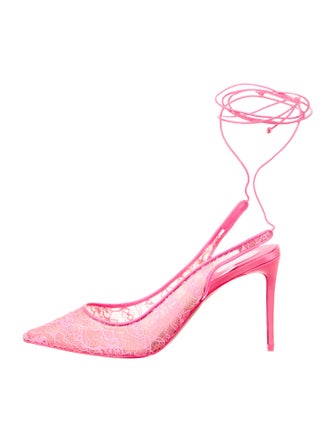 Christian Louboutin Lace Lace Pattern Slingback Pumps