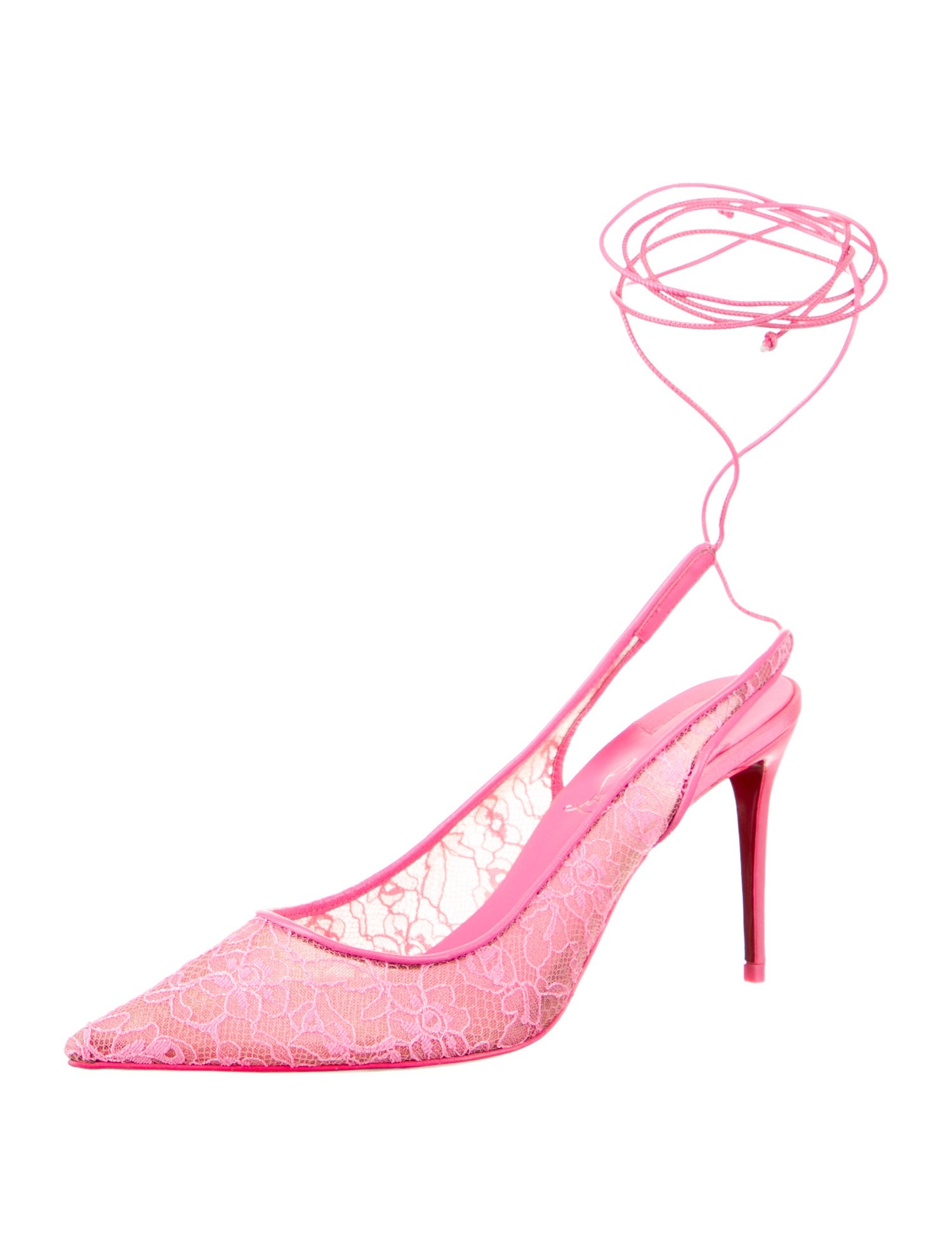 Christian Louboutin Lace Lace Pattern Slingback Pumps