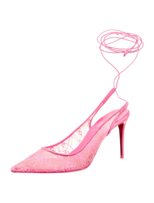 Christian Louboutin Lace Lace Pattern Slingback Pumps