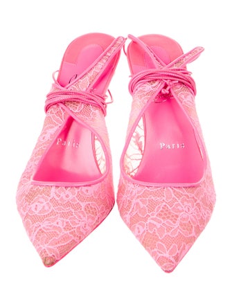 Christian Louboutin Lace Lace Pattern Slingback Pumps