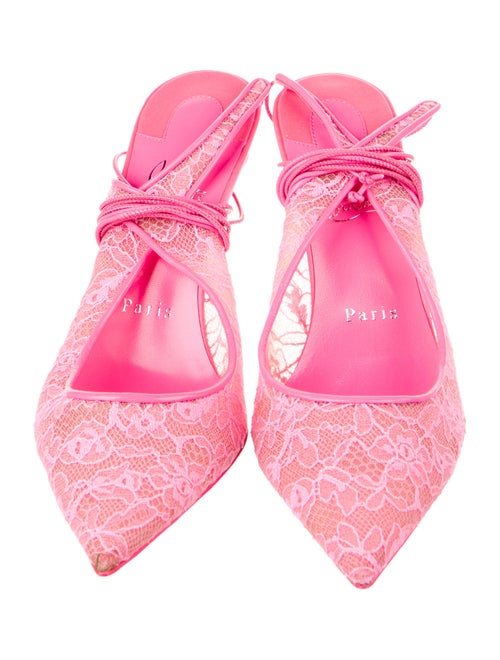 Christian Louboutin Lace Lace Pattern Slingback Pumps