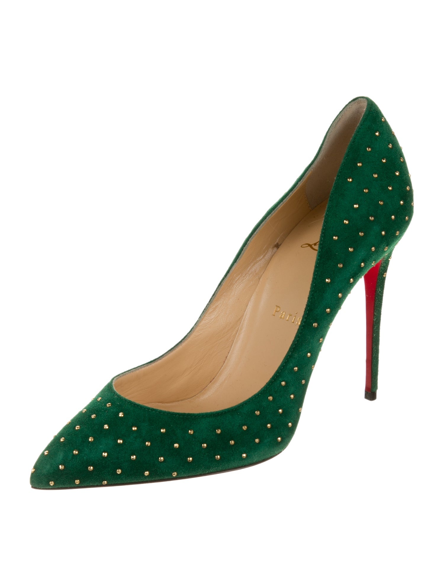 Christian Louboutin Suede Studded Accents Pumps