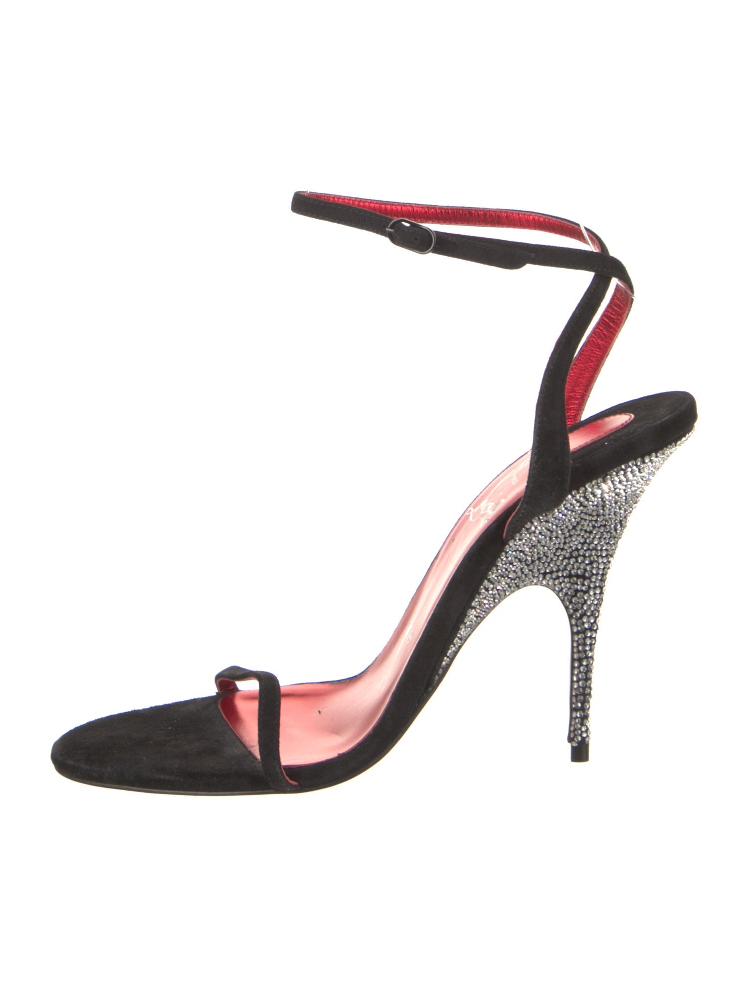Christian Louboutin Suede Crystal Embellishments Slingback Sandals