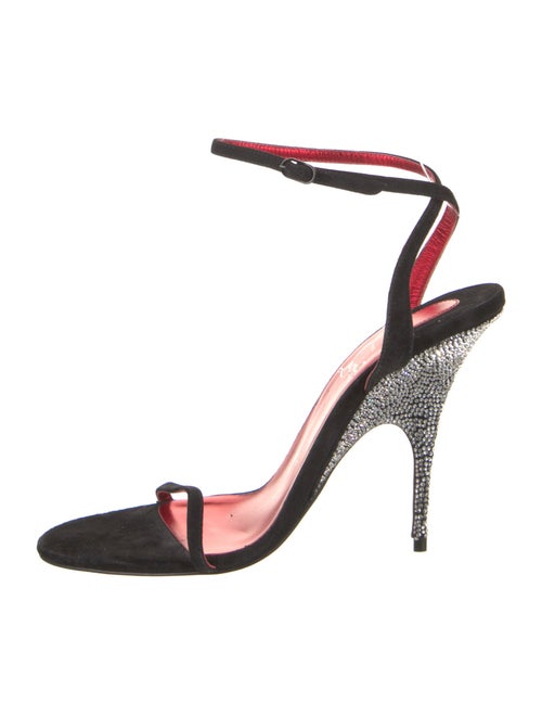 Christian Louboutin Suede Crystal Embellishments Slingback Sandals