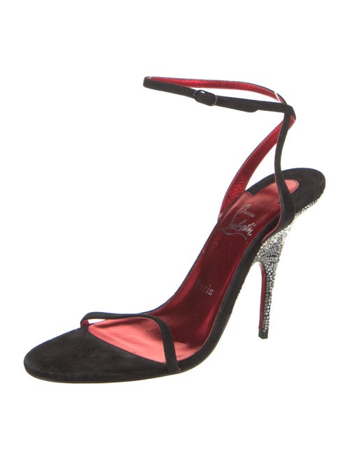 Christian Louboutin Suede Crystal Embellishments Slingback Sandals
