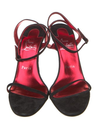 Christian Louboutin Suede Crystal Embellishments Slingback Sandals