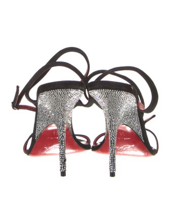 Christian Louboutin Suede Crystal Embellishments Slingback Sandals