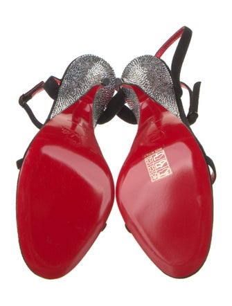 Christian Louboutin Suede Crystal Embellishments Slingback Sandals