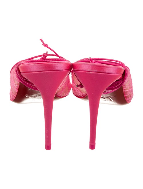 Christian Louboutin Lace Leather Trim Embellishment Slingback Pumps