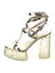Christian Louboutin Leather Crystal Embellishments T-Strap Sandals