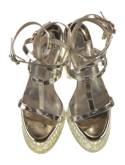 Christian Louboutin Leather Crystal Embellishments T-Strap Sandals