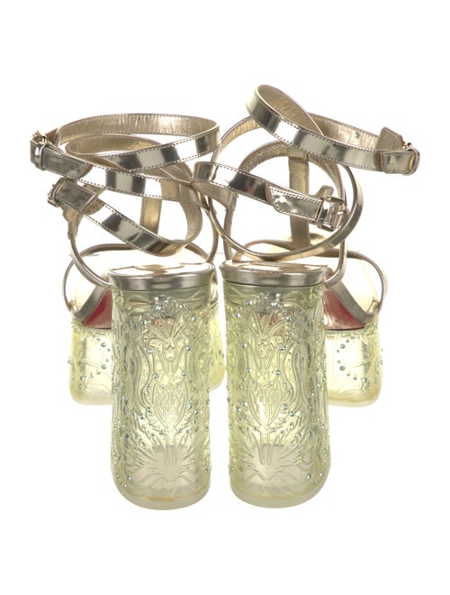 Christian Louboutin Leather Crystal Embellishments T-Strap Sandals
