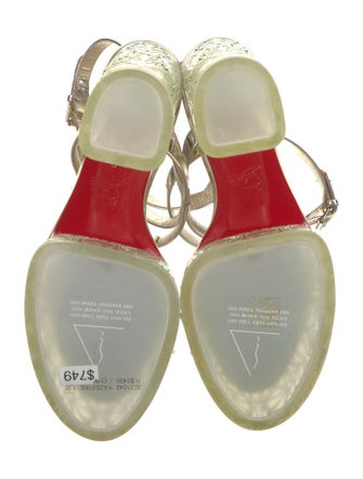 Christian Louboutin Leather Crystal Embellishments T-Strap Sandals