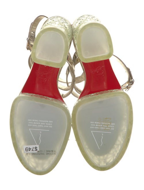 Christian Louboutin Leather Crystal Embellishments T-Strap Sandals