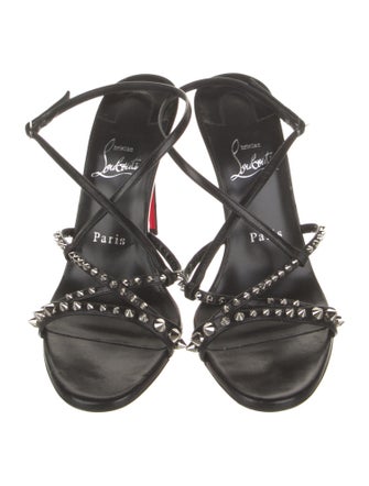 Christian Louboutin Leather Studded Accents Slingback Sandals