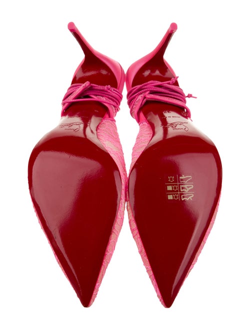 Christian Louboutin Lace Leather Trim Embellishment Slingback Pumps