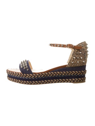 Christian Louboutin Spike Accents Denim Espadrilles