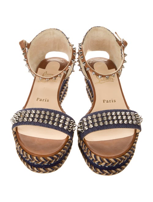 Christian Louboutin Spike Accents Denim Espadrilles