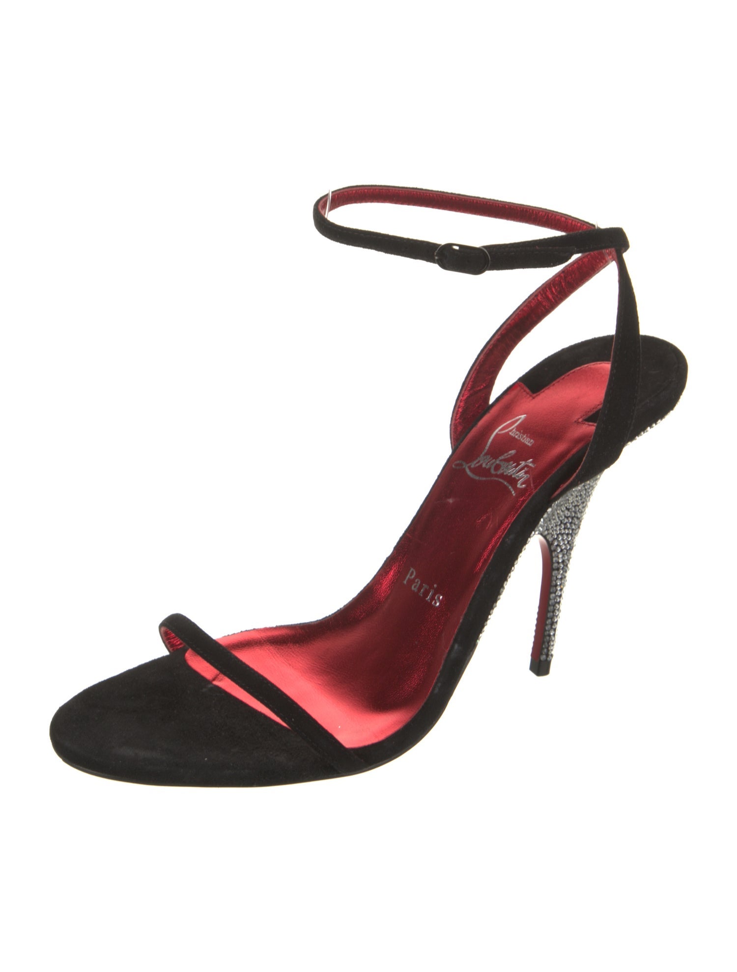 Christian Louboutin Suede Crystal Embellishments Slingback Sandals