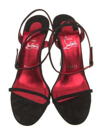 Christian Louboutin Suede Crystal Embellishments Slingback Sandals
