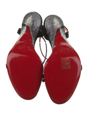 Christian Louboutin Suede Crystal Embellishments Slingback Sandals