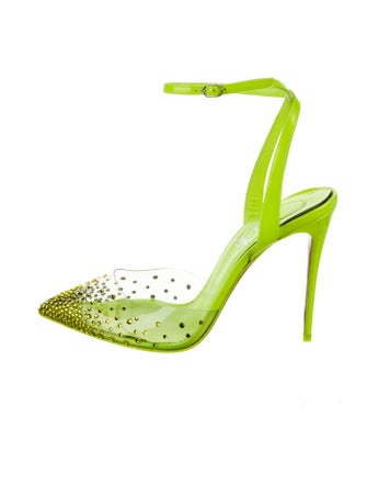 Christian Louboutin PVC Crystal Embellishments Slingback Pumps