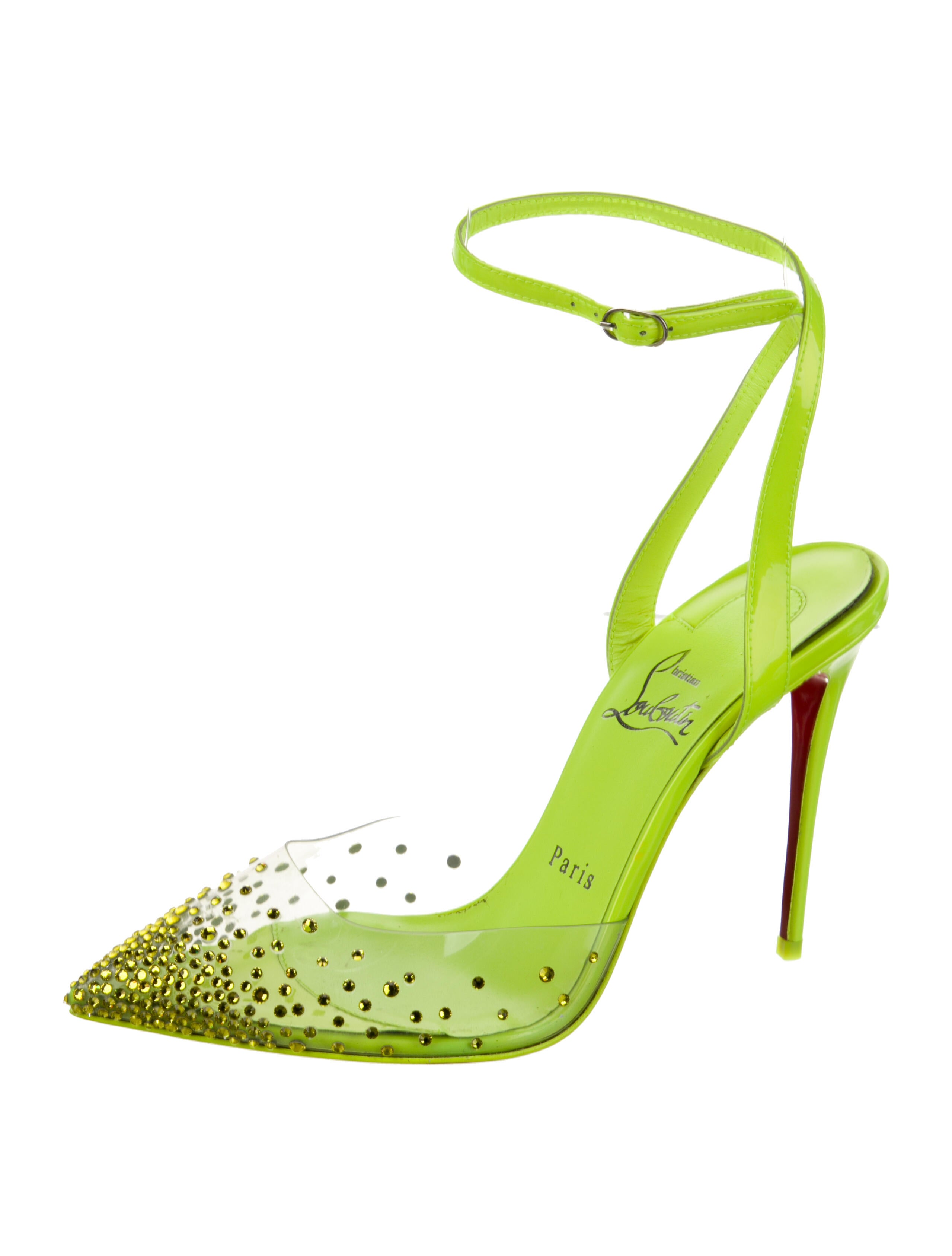 Christian Louboutin PVC Crystal Embellishments Slingback Pumps
