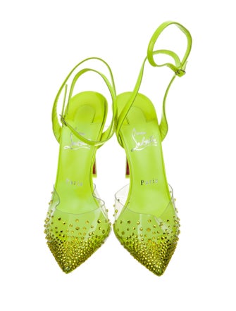 Christian Louboutin PVC Crystal Embellishments Slingback Pumps
