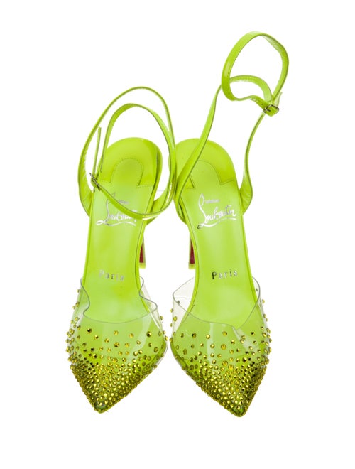 Christian Louboutin PVC Crystal Embellishments Slingback Pumps