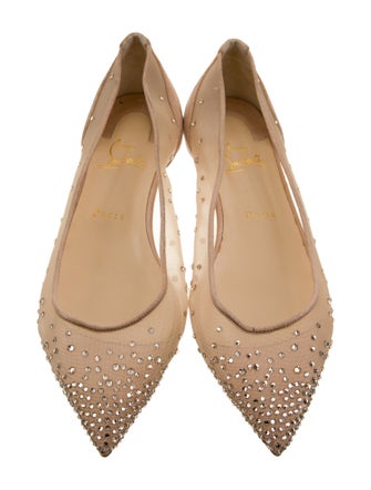 Christian Louboutin Mesh Crystal Embellishments Ballet Flats