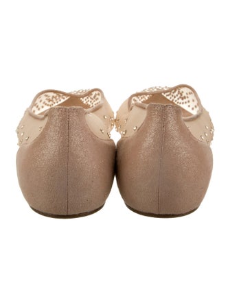 Christian Louboutin Mesh Crystal Embellishments Ballet Flats