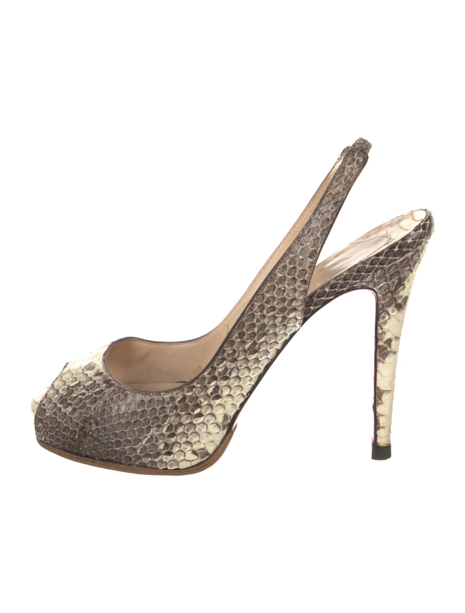 Christian Louboutin Python Animal Print Slingback Pumps