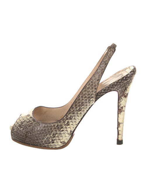 Christian Louboutin Python Animal Print Slingback Pumps