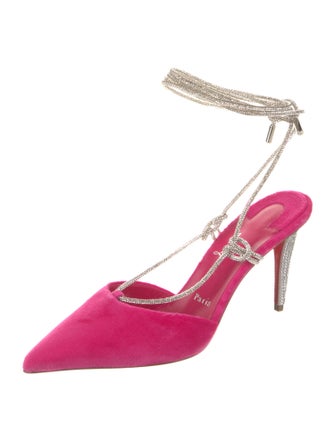 Christian Louboutin Velvet Crystal Embellishments Slingback Pumps