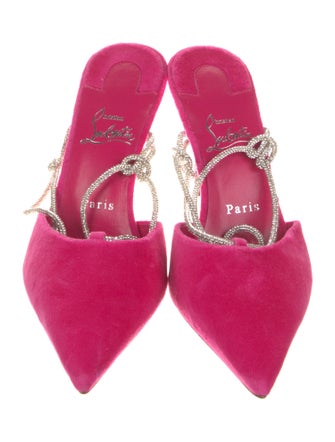 Christian Louboutin Velvet Crystal Embellishments Slingback Pumps